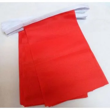 GUIRLANDE 6 mètres 20 DRAPEAUX UNICOLORE ROUGE 21x15 cm - DRAPEAU DE COULEUR ROUGE 15 x 21 cm
