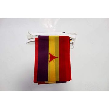 Guirlande 6 mètres 20 Drapeaux Espagnol Républicain Brigades internationales 21x15 cm - Drapeau de l\'Espagne républicaine 15 x 21 cm