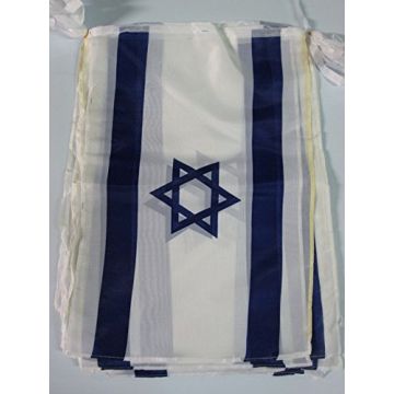 GUIRLANDE 12 mètres 20 DRAPEAUX ISRAËL 45x30 cm - DRAPEAU ISRAÉLIEN 30 x 45 cm