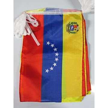 GUIRLANDE 12 mètres 20 DRAPEAUX VÉNÉZUELA 45x30 cm - DRAPEAU VÉNÉZUELIEN 30 x 45 cm