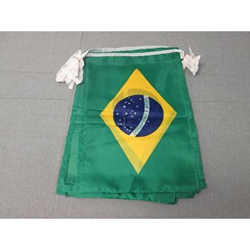 GUIRLANDE 12 mètres 20 DRAPEAUX BRÉSIL 45x30 cm - DRAPEAU BRÉSILIEN 30 x 45 cm