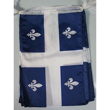 GUIRLANDE 12 mètres 20 DRAPEAUX QUÉBEC 45x30 cm - DRAPEAU QUÉBÉCOIS 30 x 45 cm