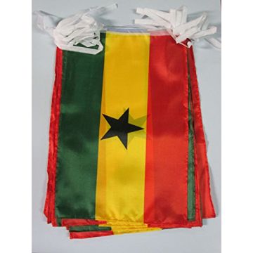 GUIRLANDE 12 mètres 20 DRAPEAUX GHANA 45x30 cm - DRAPEAU GHANÉEN  30 x 45 cm