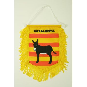 FANION CATALOGNE AVEC ÂNE 15x10cm Polyester - Mini drapeau CATALAN 10 x 15 cm - Bannière