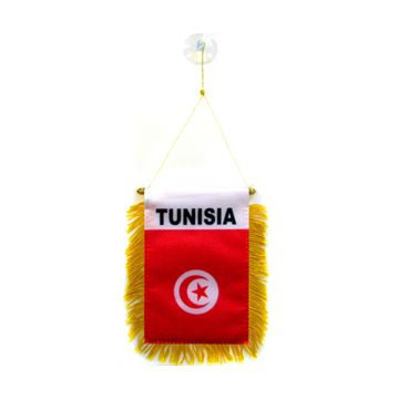 FANION TUNISIE 15x10cm - Mini drapeau TUNISIEN 10 x 15 cm spécial voiture - Bannière