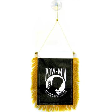 FANION POW-MIA REMEMBER 15x10cm - Mini drapeau AMÉRICAIN - ETATS-UNIS 10 x 15 cm spécial voiture - Bannière