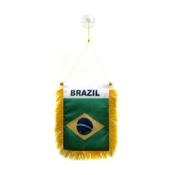 FANION BRÉSIL 15x10cm - Mini drapeau BRÉSILIEN 10 x 15 cm spécial voiture - Bannière