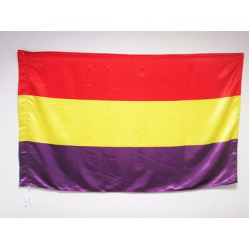 DRAPEAU ESPAGNOL RÉPUBLICAIN 150x90cm en SATIN - DRAPEAU ESPAGNE RÉPUBLICAINE 90 x 150 cm Fourreau pour hampe