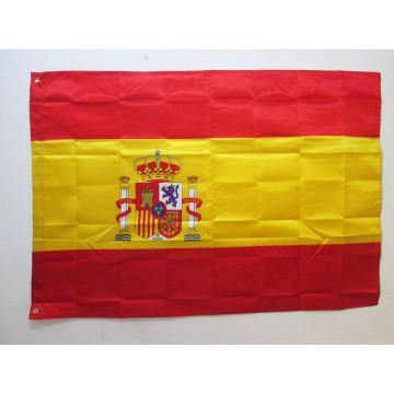 DRAPEAU ESPAGNE 150x90cm en SATIN - DRAPEAU ESPAGNOL 90 x 150 cm