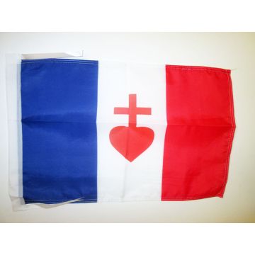 DRAPEAU FRANCE SACRÉ C?UR DE JÉSUS 45x30cm - PAVILLON FRANÇAIS CATHOLIQUE 30 x 45 cm haute qualité