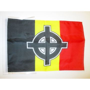 DRAPEAU BELGIQUE CROIX CELTIQUE 45x30cm - PAVILLON NATIONALISTE BELGE 30 x 45 cm haute qualité