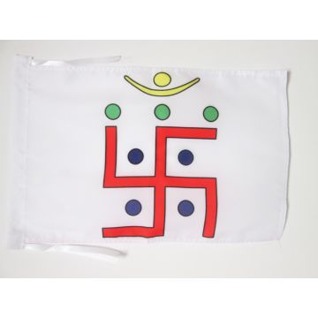 DRAPEAU JAÏNISME SVASTIKA 45x30cm - PAVILLON RELIGION JAÏNISTE 30 x 45 cm haute qualité