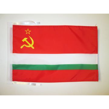 DRAPEAU RÉPUBLIQUE SOCIALISTE SOVIÉTIQUE DU TADJIKISTAN 1929-1990 45x30cm - PAVILLON DE LA RSST D\'URSS 30 x 45 cm haute qualité
