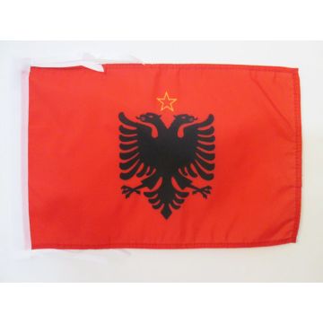 DRAPEAU RÍ?PUBLIQUE POPULAIRE SOCIALISTE D\'ALBANIE 1946-1992 45x30cm - PAVILLON ALBANAIS 30 x 45 cm haute qualité