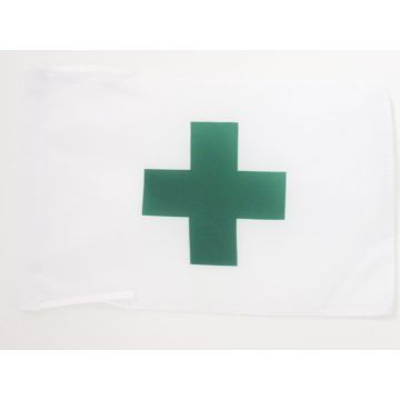 DRAPEAU CROIX VERTE INTERNATIONALE 45x30cm - PAVILLON ENVIRONNEMENTAL 30 x 45 cm haute qualité