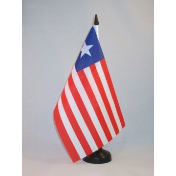 DRAPEAU DE TABLE LIBÉRIA 21x14cm - PETIT DRAPEAUX DE BUREAU LIBÉRIEN 14 x 21 cm