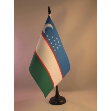 DRAPEAU DE TABLE OUZBÉKISTAN 21x14cm - PETIT DRAPEAUX DE BUREAU OUZBEK 14 x 21 cm
