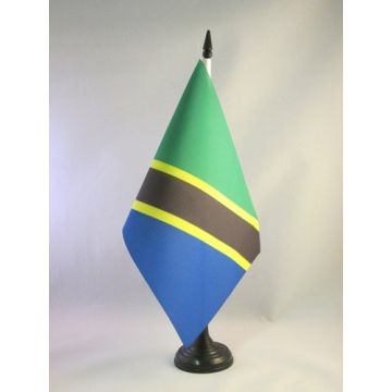 DRAPEAU DE TABLE TANZANIE 21x14cm - PETIT DRAPEAUX DE BUREAU TANZANIEN 14 x 21 cm