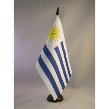 DRAPEAU DE TABLE URUGUAY 21x14cm - PETIT DRAPEAUX DE BUREAU URUGUAYEN 14 x 21 cm