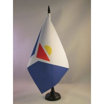 DRAPEAU DE TABLE SAINT-MARTIN 21x14cm - PETIT DRAPEAUX DE BUREAU DE L?ÎLE DE SAINT-MARTIN - FRANCE 14 x 21 cm