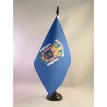 DRAPEAU DE TABLE MELILLA 21x14cm - PETIT DRAPEAUX DE BUREAU ESPAGNOL - ESPAGNE 14 x 21 cm