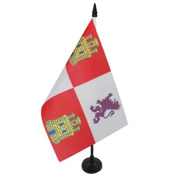 DRAPEAU DE TABLE CASTILLE-ET-LEON 21x14cm - PETIT DRAPEAUX DE BUREAU DE CASTILLA Y LEÓN - ESPAGNE 14 x 21 cm