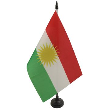 DRAPEAU DE TABLE KURDISTAN 21x14cm - PETIT DRAPEAUX DE BUREAU KURD 14 x 21 cm