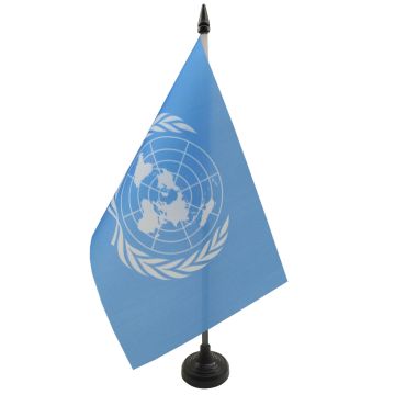 DRAPEAU DE TABLE ONU 21x14cm - PETIT DRAPEAUX 14 x 21 cm DES NATIONS UNIES - Bureau