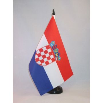 DRAPEAU DE TABLE CROATIE 21x14cm - PETIT DRAPEAUX DE BUREAU CROATE 14 x 21 cm