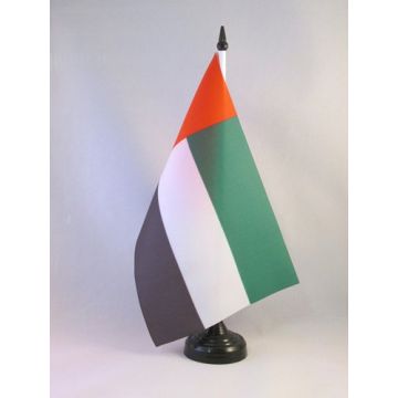 DRAPEAU DE TABLE EMIRATS ARABES UNIS 21x14cm - PETIT DRAPEAUX DE BUREAU ÉMIRATI 14 x 21 cm