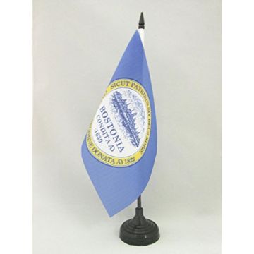 DRAPEAU DE TABLE BOSTON CITY 21x14cm - PETIT DRAPEAUX DE BUREAU MASSACHUSETTS - USA 14 x 21 cm