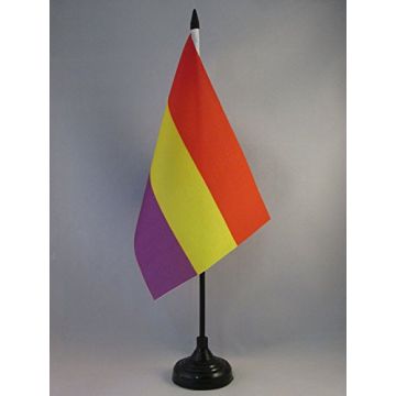 DRAPEAU DE TABLE ESPAGNOL RÉPUBLICAIN 21x14cm - PETIT DRAPEAUX DE BUREAU ESPAGNE RÉPUBLICAINE 14 x 21 cm