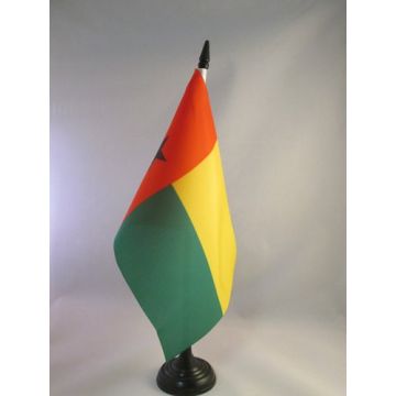 DRAPEAU DE TABLE GUINÉE-BISSAU 21x14cm - PETIT DRAPEAUX DE BUREAU BISSAU-GUINÉEN 14 x 21 cm