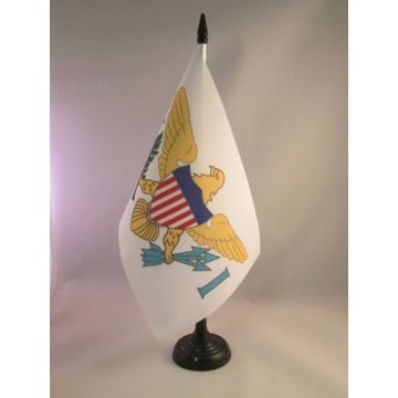 DRAPEAU DE TABLE IIES VIERGES DES ETATS-UNIS 21x14cm - PETIT DRAPEAUX DE BUREAU AMÉRICAIN 14 x 21 cm