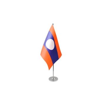 DRAPEAU DE TABLE prestige LAOS 22x15cm en SATIN - GRAND DRAPEAUX DE BUREAU LAOSIEN 15 x 22 cm