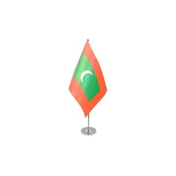DRAPEAU DE TABLE prestige MALDIVES 22x15cm en SATIN - GRAND DRAPEAUX DE BUREAU MALDIVIEN 15 x 22 cm