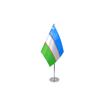 DRAPEAU DE TABLE prestige OUZBÉKISTAN 22x15cm en SATIN - GRAND DRAPEAUX DE BUREAU OUZBEK 15 x 22 cm
