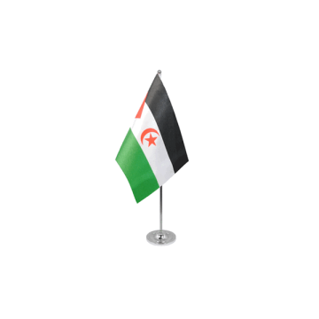 DRAPEAU DE TABLE prestige SAHARA OCCIDENTAL 22x15cm en SATIN - GRAND DRAPEAUX DE BUREAU SAHRAOUI 15 x 22 cm
