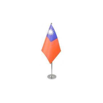 DRAPEAU DE TABLE prestige TAIWAN 22x15cm en SATIN - GRAND DRAPEAUX DE BUREAU TAÏWANAIS 15 x 22 cm
