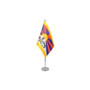DRAPEAU DE TABLE prestige TIBET 22x15cm en SATIN - GRAND DRAPEAUX DE BUREAU TIBÉTAIN 15 x 22 cm