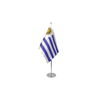 DRAPEAU DE TABLE prestige URUGUAY 22x15cm en SATIN - GRAND DRAPEAUX DE BUREAU URUGUAYEN 15 x 22 cm