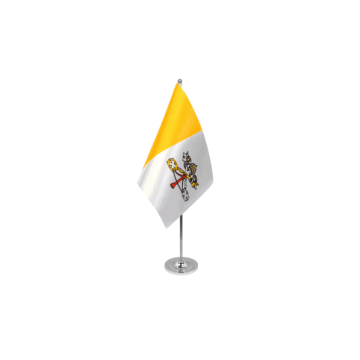 DRAPEAU DE TABLE prestige VATICAN 22x15cm en SATIN - GRAND DRAPEAUX DE BUREAU VATICAN 15 x 22 cm