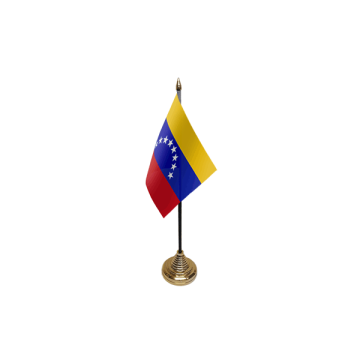 DRAPEAU DE TABLE prestige VÉNÉZUELA 22x15cm en SATIN - GRAND DRAPEAUX DE BUREAU VÉNÉZUELIEN 15 x 22 cm