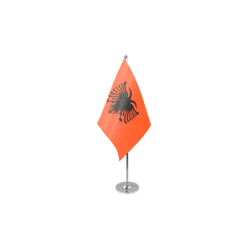 DRAPEAU DE TABLE prestige ALBANIE 22x15cm en SATIN - GRAND DRAPEAUX DE BUREAU ALBANAIS 15 x 22 cm