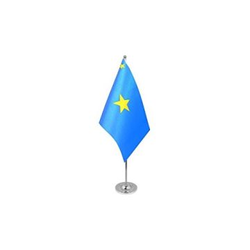 DRAPEAU DE TABLE prestige RÉPUBLIQUE DU CONGO-LÉOPOLDVILLE  22x15cm en SATIN - GRAND DRAPEAUX DE BUREAU CONGOLAIS 15 x 22 cm