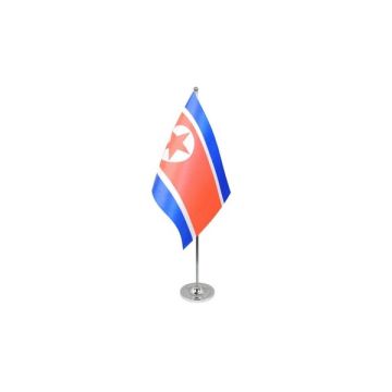 DRAPEAU DE TABLE prestige CORÉE DU NORD 22x15cm en SATIN - GRAND DRAPEAUX DE BUREAU NORD CORÉEN 15 x 22 cm
