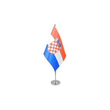DRAPEAU DE TABLE prestige CROATIE 22x15cm en SATIN - GRAND DRAPEAUX DE BUREAU CROATE 15 x 22 cm