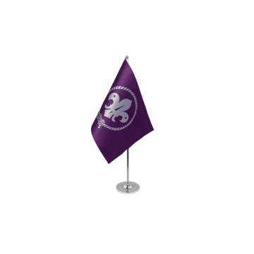 DRAPEAU DE TABLE prestige SCOUTS VIOLET 22x15cm en SATIN - GRAND DRAPEAUX DE BUREAU DU SCOUTISME 15 x 22 cm