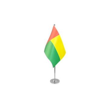 DRAPEAU DE TABLE prestige GUINÉE-BISSAU 22x15cm en SATIN - GRAND DRAPEAUX DE BUREAU BISSAU-GUINÉEN 15 x 22 cm