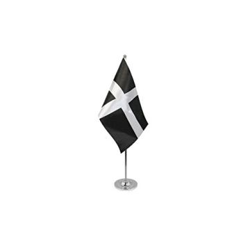 DRAPEAU DE TABLE prestige SAINT PIRAN 22x15cm en SATIN - GRAND DRAPEAUX DE BUREAU DE CORNOUAILLES - BRETAGNE 15 x 22 cm